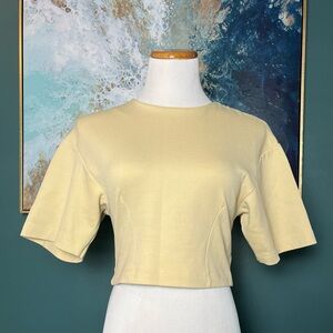 Zara Pale Yellow Cropped Tee
